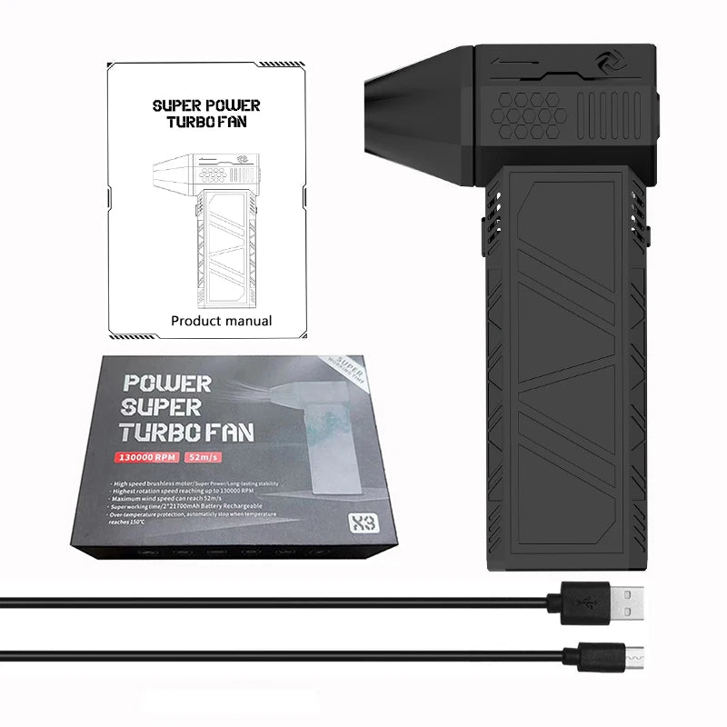 3Nd Generation X3 Violent Blower Mini Turbo Jet Fan Handheld Brushless Motor 130,000 RPM Wind Speed 52M/S Industrial Duct Fan